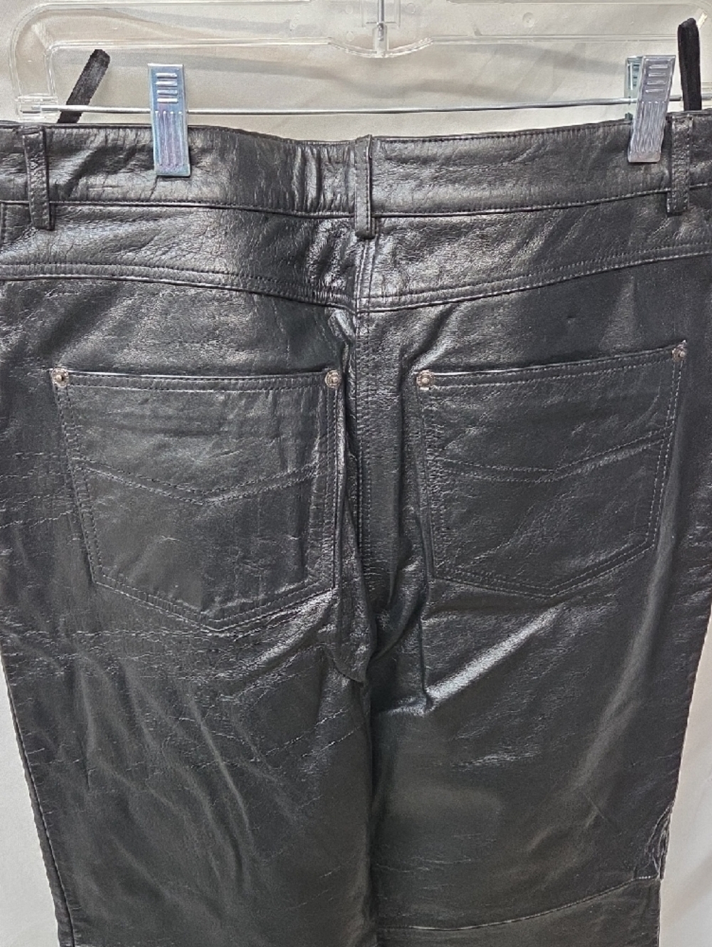 FMC Black Straight-Leg Leather Pants - Women's 14 - Picture 4 of 7